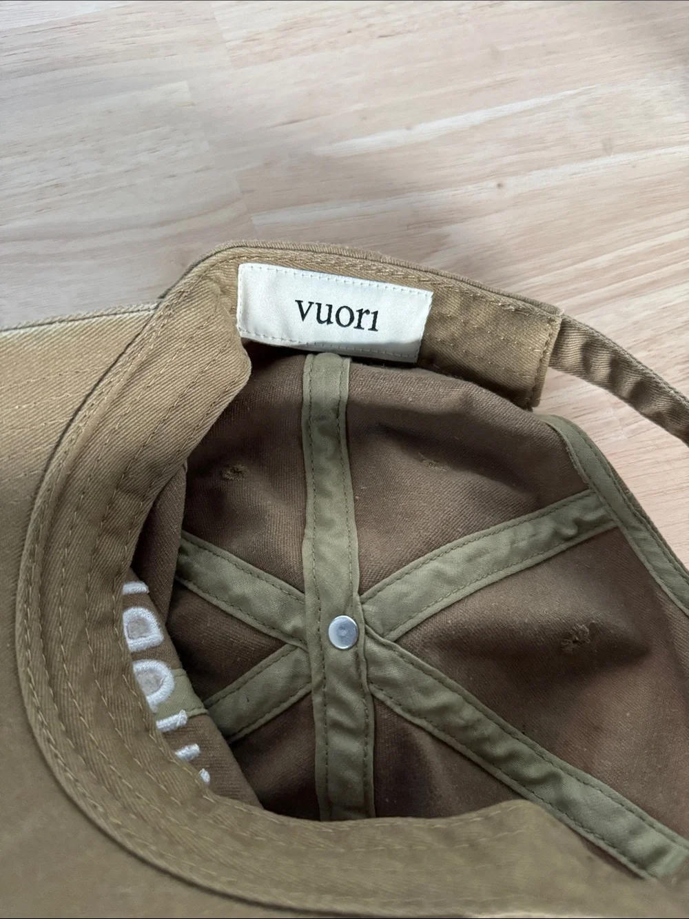 Vuori Logo Baseball Cap - Olive Green with White Stitching